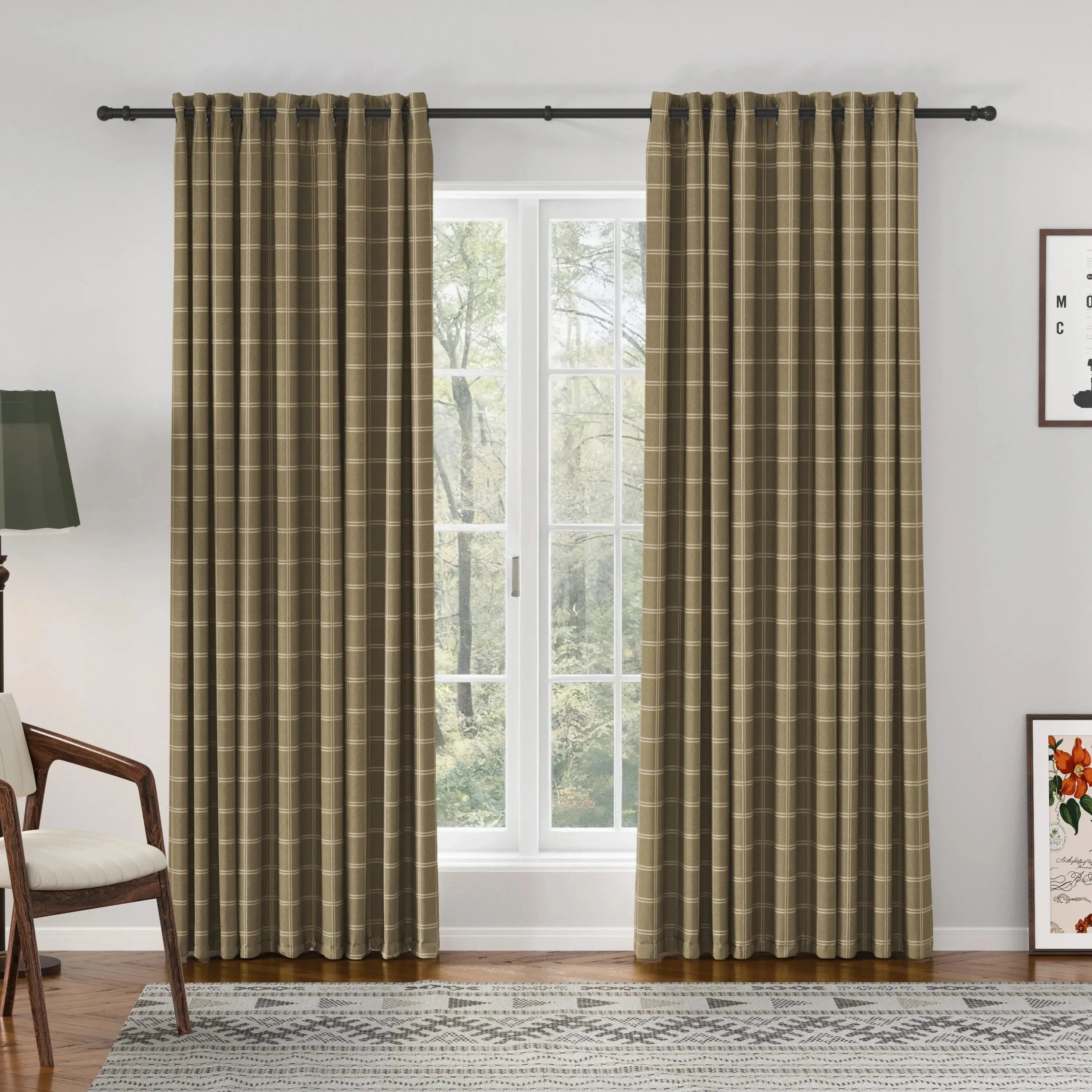 Sienna Striped Pattern Linen Blend Grommet Drapes for Living Room | LuxDrape