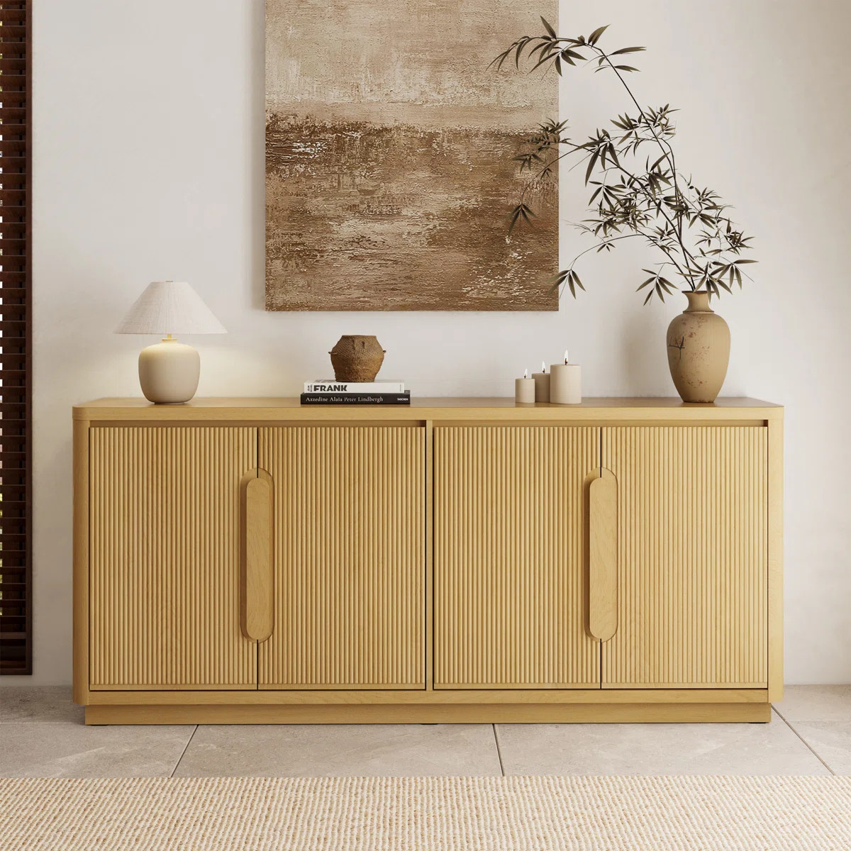 70" Modern Storage TV Stand, 4 Doors Fluted TV Console for TVs 55" - 85", Media Console and Enter... | Wayfair North America