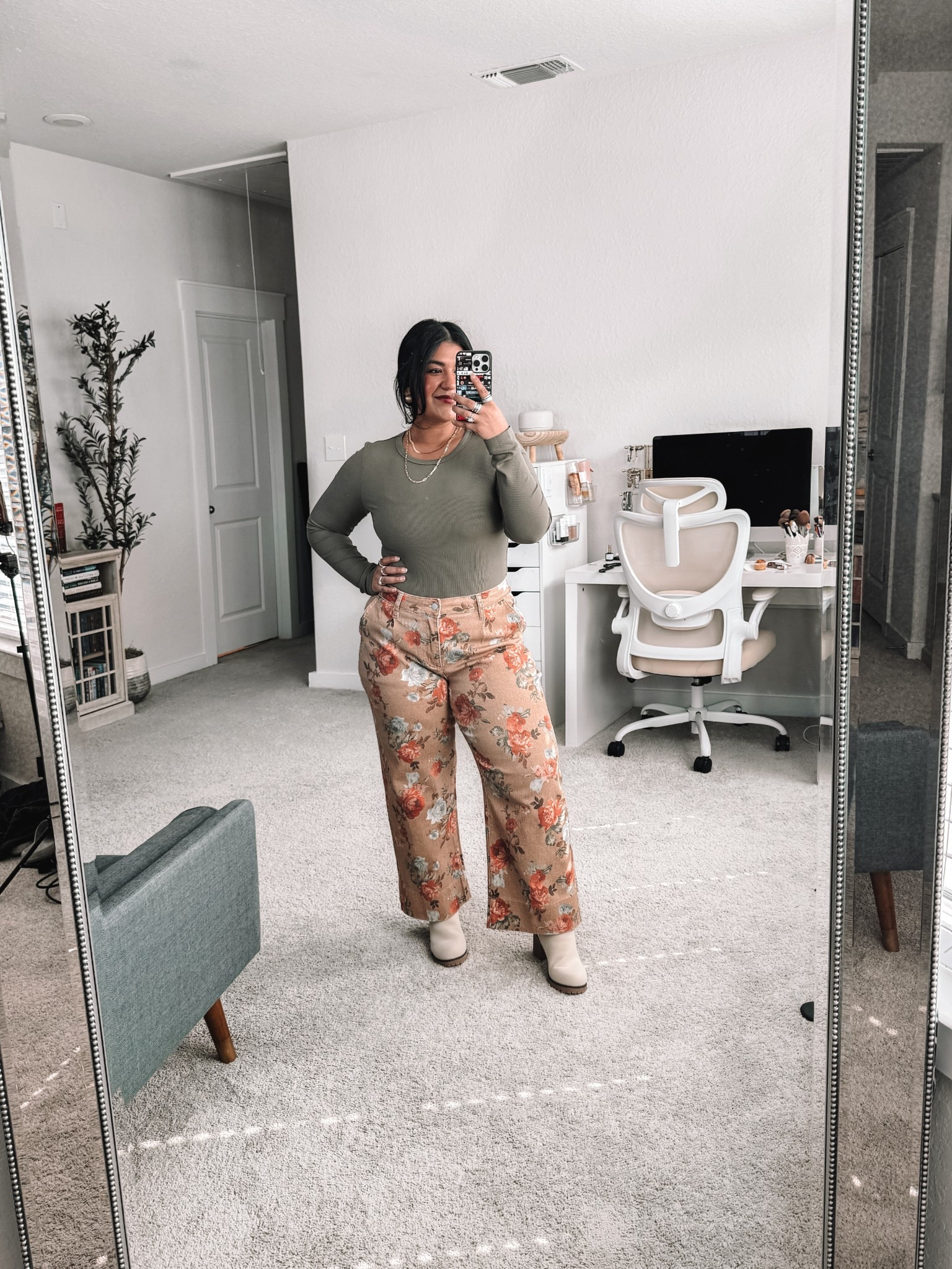 I’m 5’1”, size 12 // JEANS: I sized up to an XL (I’m normally a large in bottoms) and I’m glad I did! The XL is a lot more comfortable. // BODYSUIT: size large, true to size // BOOTS: true to size 

#LTKMidsize #LTKPetite #LTKootd
