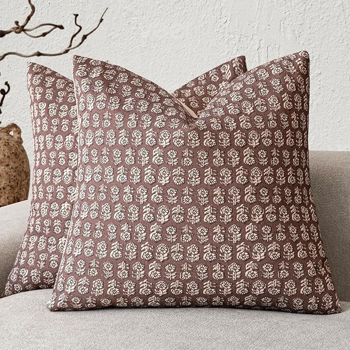 Foindtower Set of 2 Decorative Vintage Floral Print Throw Pillow Covers Neutral Modern Farmhouse ... | Amazon (US)