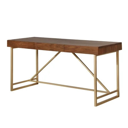 Furniture of America Maurice Contemporary Home Office 3-Drawer Desk in Light Walnut Wood Finish | Walmart (US)