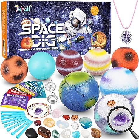 Gemstone Dig Kit, Easter Egg Space Toys for Kids, Dig up 8 Planets Find 16 Gems & Explore Solar S... | Amazon (US)