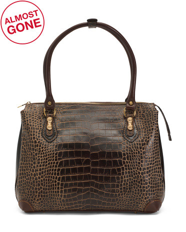 Made In Italy Leather Crocodile Bucket Bag | TJ Maxx