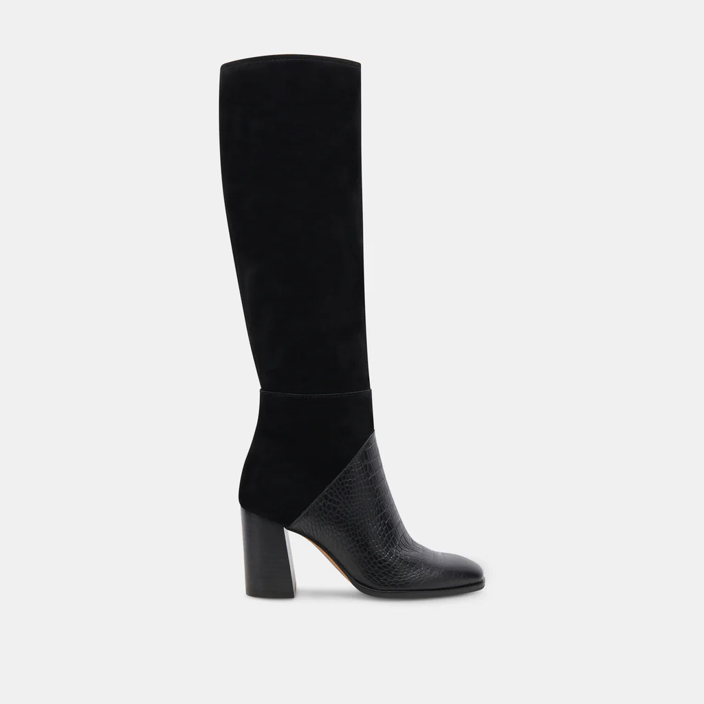FYNN BOOTS BLACK MULTI EMBOSSED LEATHER | DolceVita.com