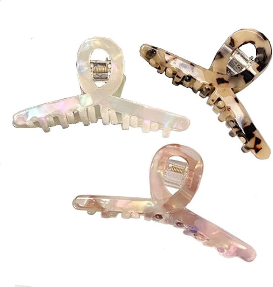 Hair Clips Tortoiseshell Claw Cellulose Acetate Jaw Clip Celluloid French Design 4.2'' Hair Barre... | Amazon (US)