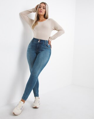 Dream Sculpt Mid Blue Skinny Jeans | Simply Be (UK)