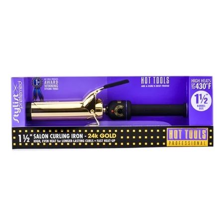 Option : 1 1/2 Model 1102 Hot Tools Salon Curling Iron 24k Gold Hair - Pack of 1 w/ Sleekshop Teasin | Walmart (US)