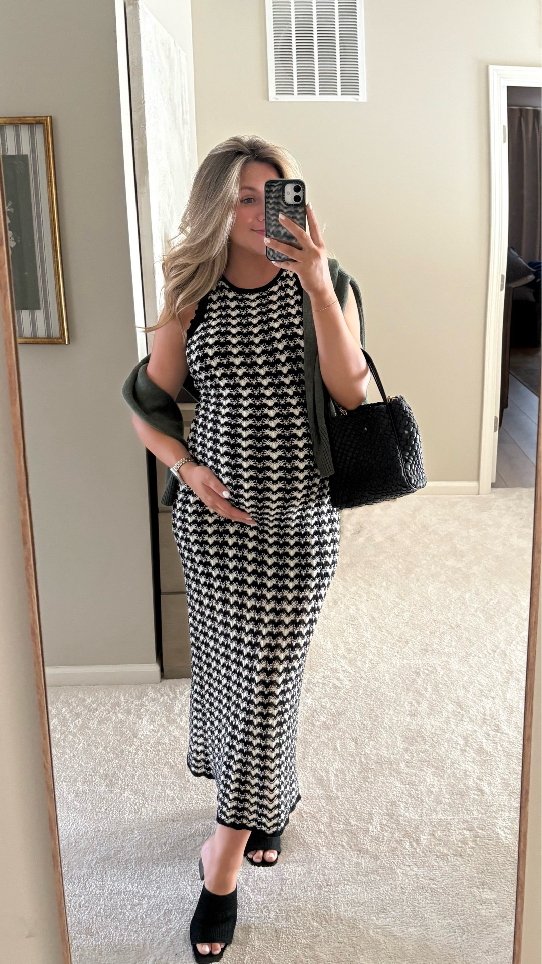 Not a maternity dress!! Normally would wear an XS but wearing a S 🖤🤍 also linked the sweater but it’s sold out :(

#LTKBump #LTKSeasonal #LTKFindsUnder50