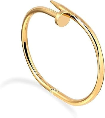 Nail Bangle for Men & Women | 18K Gold/Rose Gold Plated Stainless Steel Bracelet | Amazon (US)