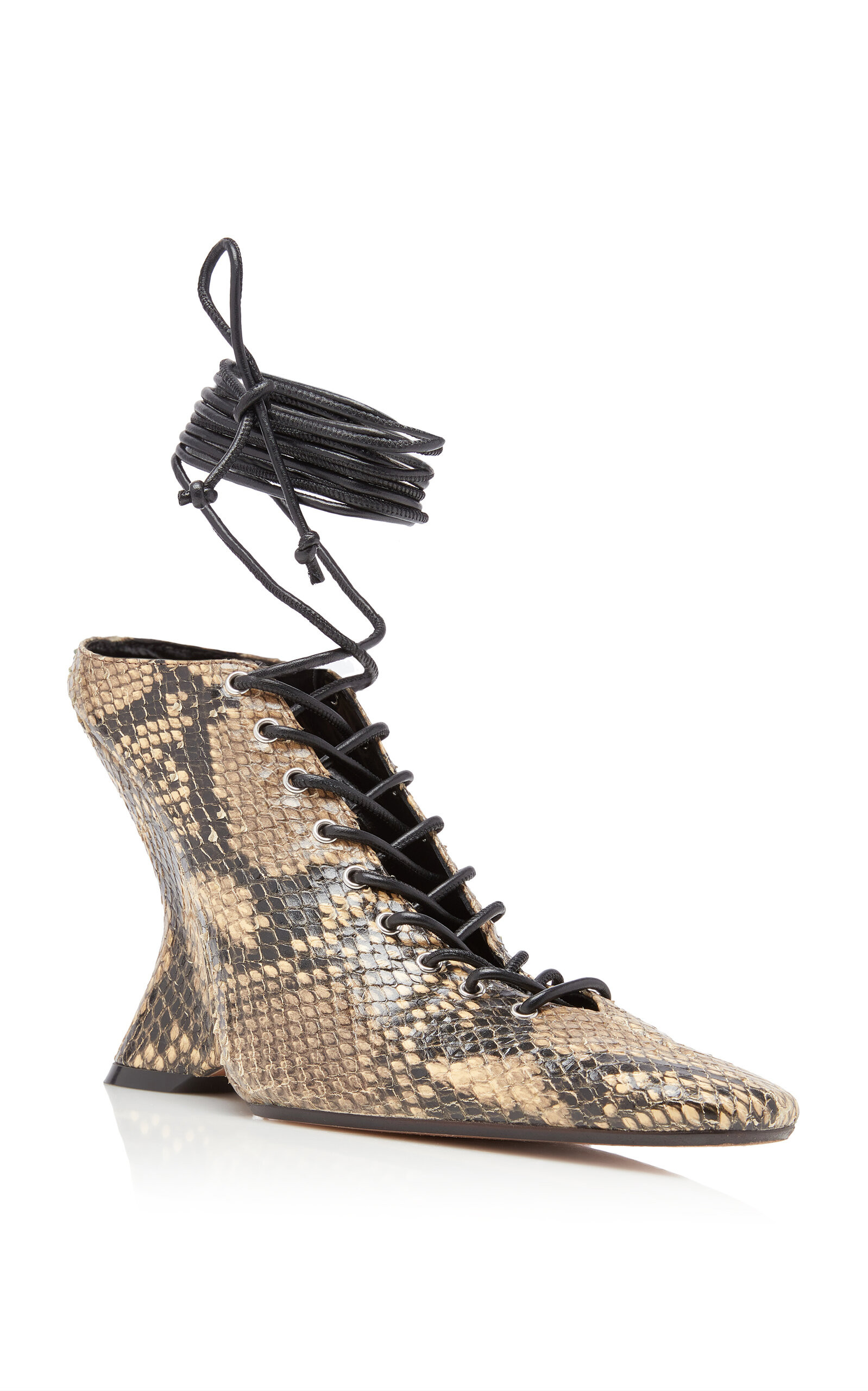 Laced Python-Effect Leather Pumps | Moda Operandi (Global)