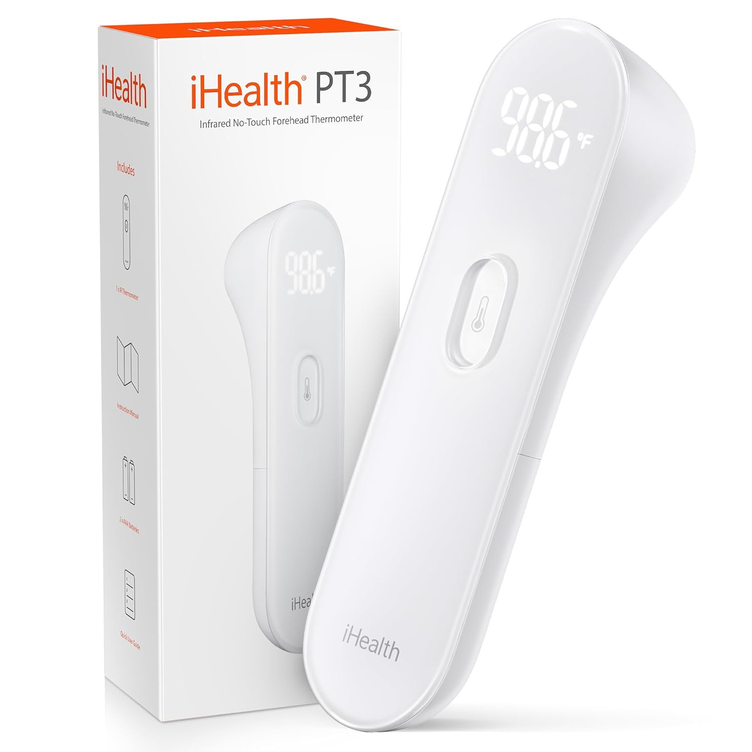 iHealth No-Touch Forehead Thermometer, Infrared Digital Thermometer for Adults and Kids, Touchless Baby Thermometer, 3 Ultra-Sensitive Sensors, Large LED Digits, Quiet Vibration Feedback, Non Contact | Amazon (US)