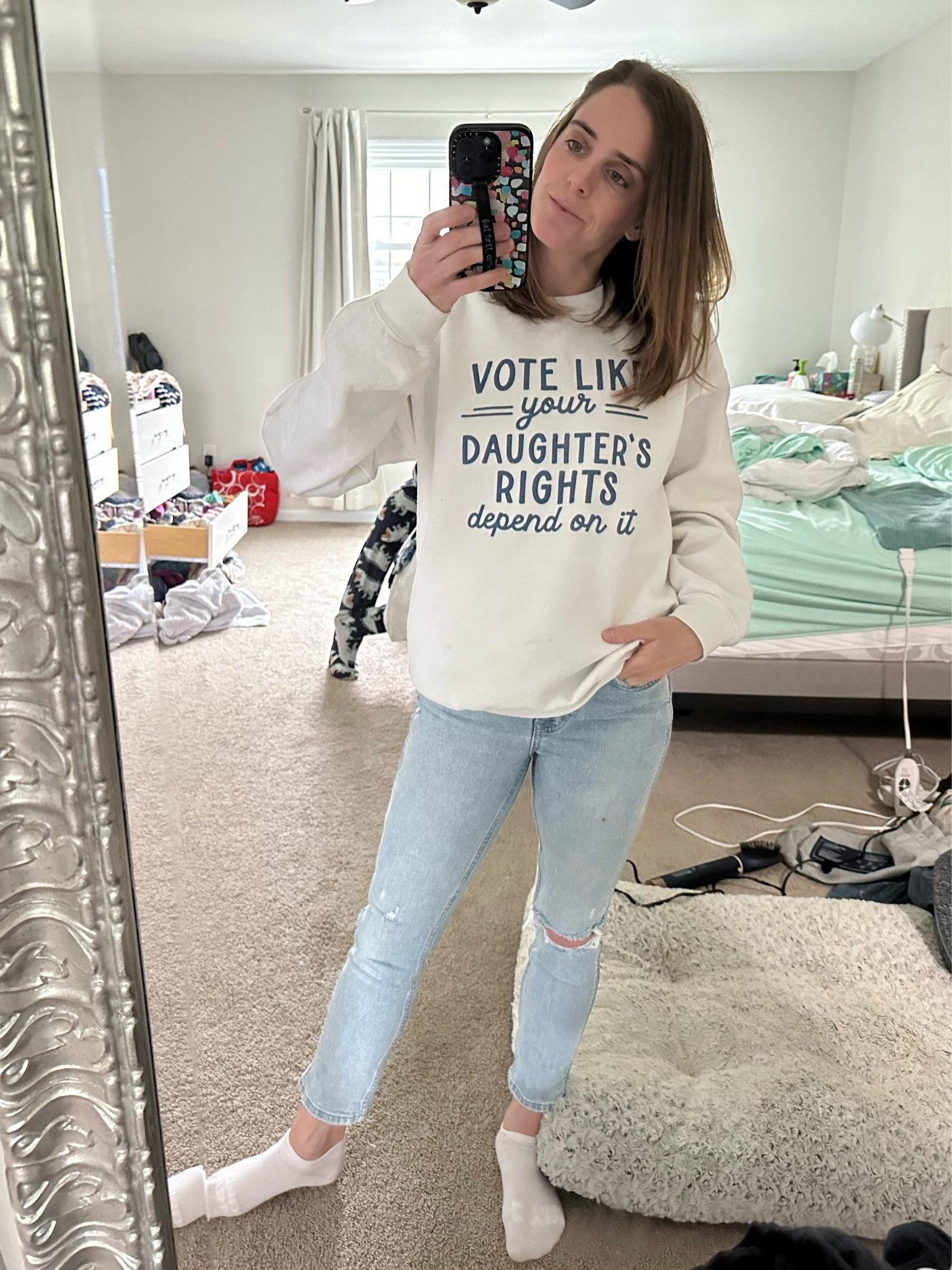 vote ✔️

sweatshirt code GENAJ (may need to use on their website). jeans half off!

#gap #slimjeans #rippedjeans #momlife #gap #feminist

#LTKfindsunder50 #LTKstyletip #LTKsalealert