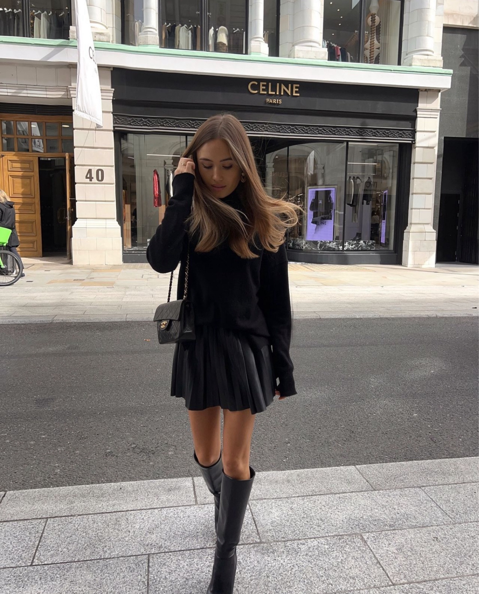 All black look perfect for this sunny but chilly autumn weather! Knee high boots and little black skirt, can never go wrong

#LTKautumn #LTKstyletip #FashionMonth