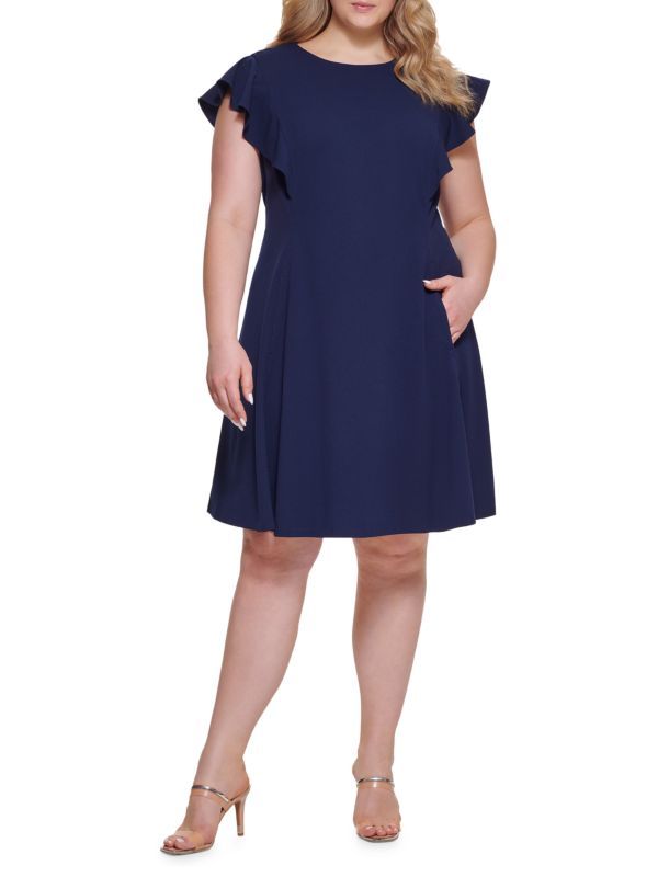 Plus Solid-Hued Fit-&-Flare Dress | Saks Fifth Avenue OFF 5TH