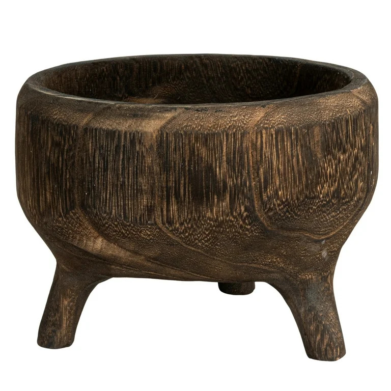 Creative Co-Op Rustic Paulownia Footed Wood Bowl , Charred Brown - Walmart.com | Walmart (US)