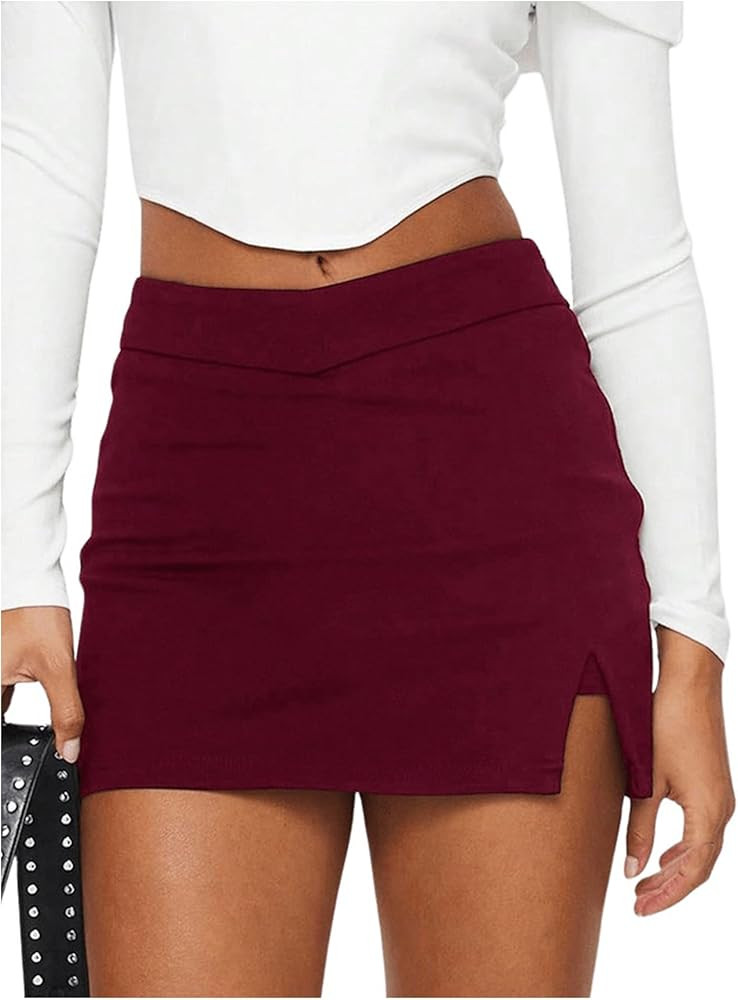 SOLY HUX Women's Mini Skirt Skorts Y2k Split Zipper Side Stretchy Pencil Bodycon Skirts with Shor... | Amazon (US)