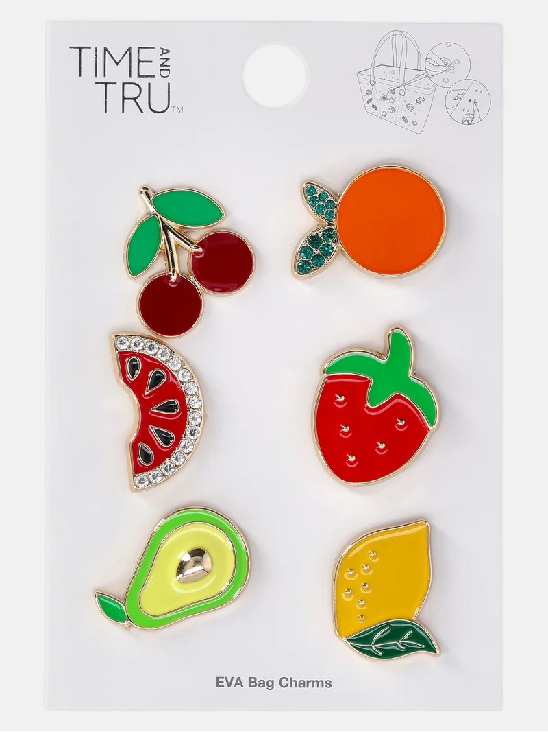 Time and Tru Women's Charm Pack for Lightweight Beach Tote Bags, Fruit | Walmart (US)