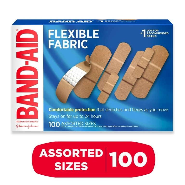 Band-Aid Brand Flexible Fabric Adhesive Bandages, Assorted, 100 Count | Walmart (US)