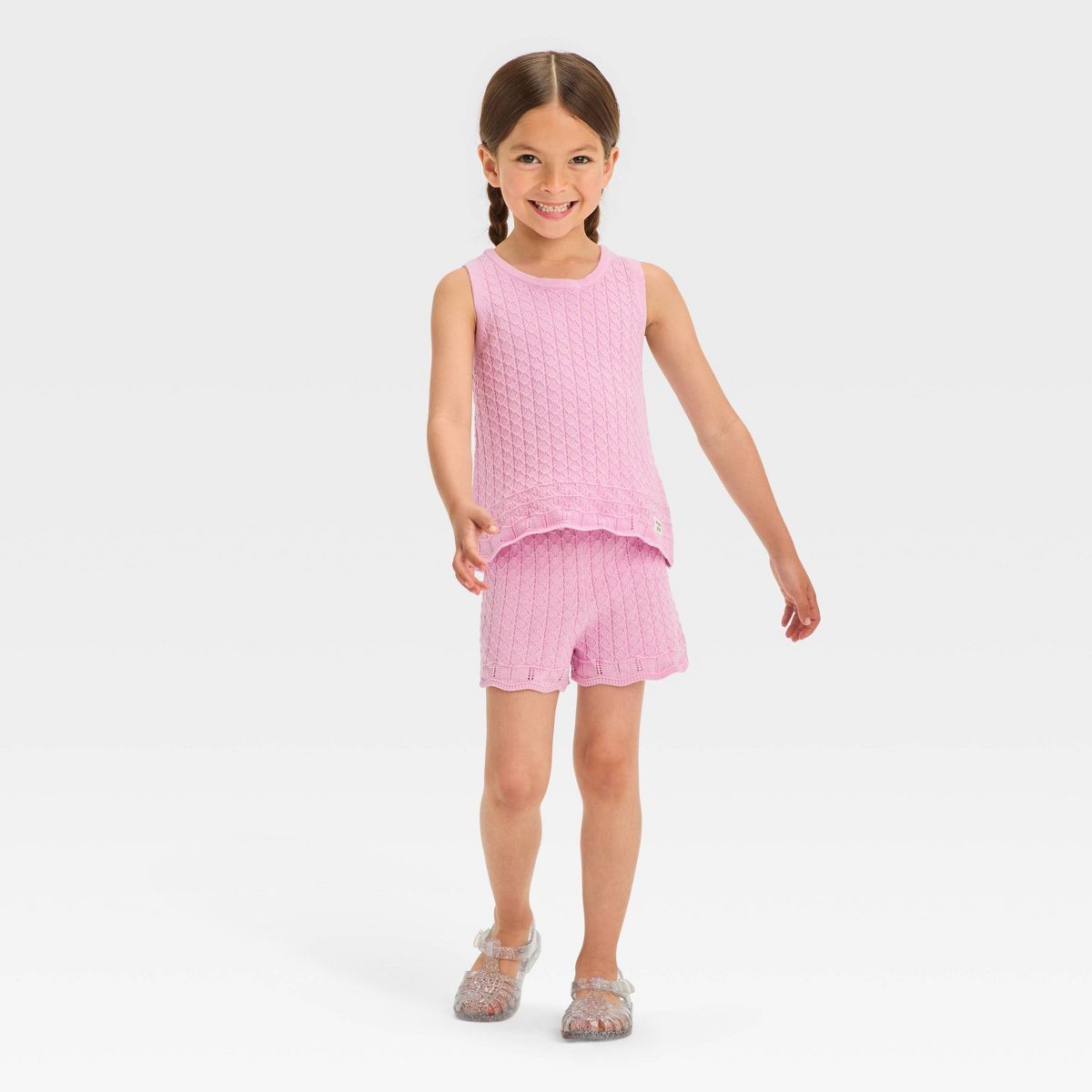 Grayson Mini Toddler Girls' Crochet Tank and Pull-On Shorts Set - Pink | Target