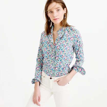 Ruffle button-up shirt in Liberty Art Fabrics Claire-Aude floral | J.Crew US