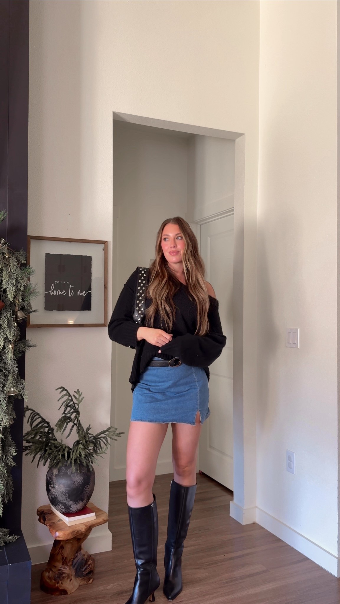 Fall outfit idea for Thanksgiving or any holiday! Wearing a m tall in skort & large in sweater 

#LTKTall #LTKSeasonal