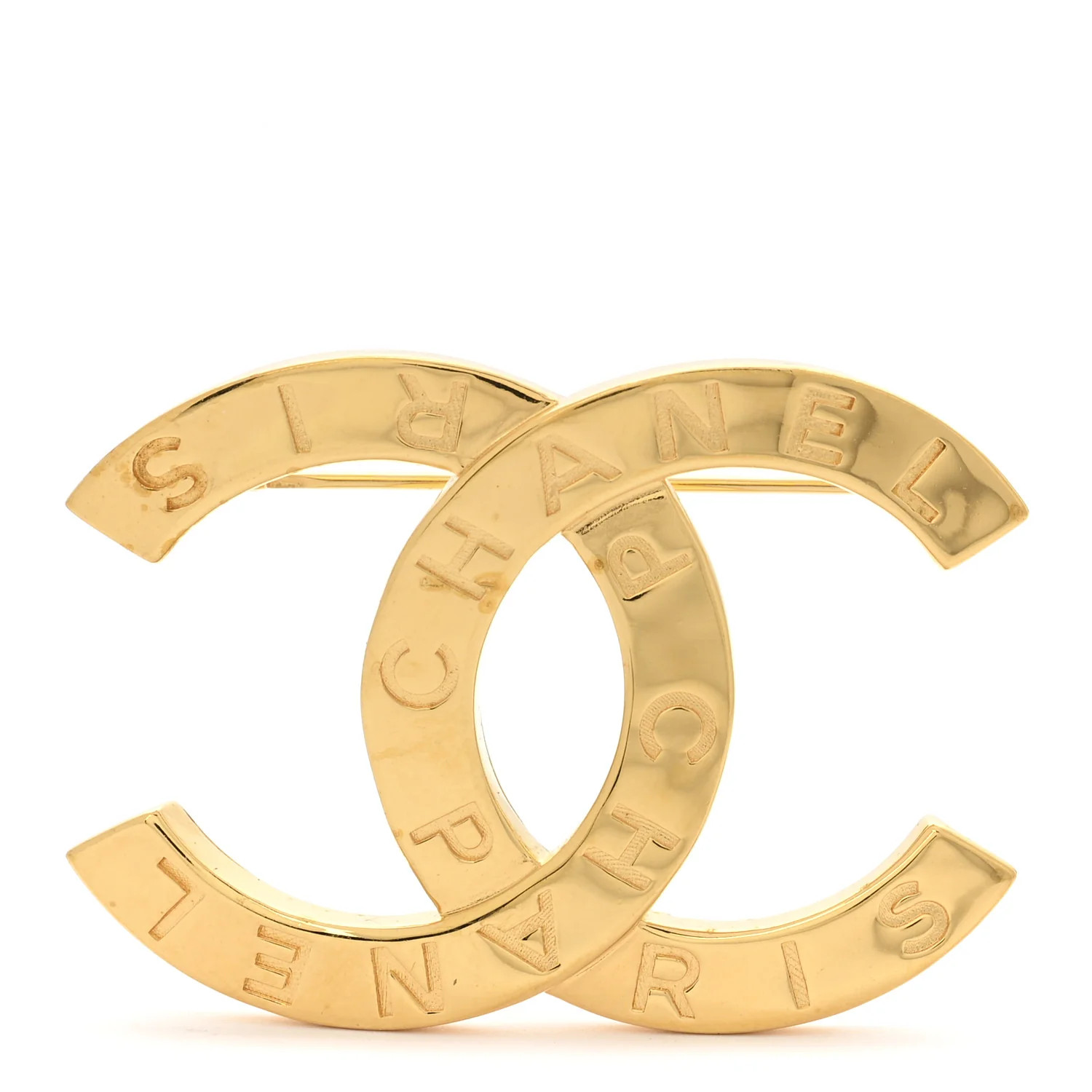 Metal Paris Button CC Large Brooch Gold | FASHIONPHILE (US)