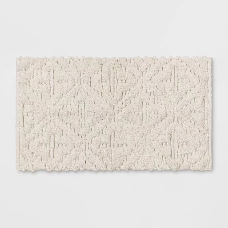 Textured Diamond Shag Bath Rug Cream - Opalhouse™ | Target