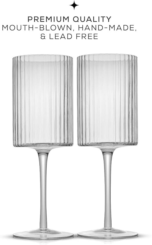 JoyJolt Fluted Coupe Glasses – ELLE 10oz Cocktail Coupe Glasses Set of 2 Ribbed Coupe Glass. Un... | Amazon (US)