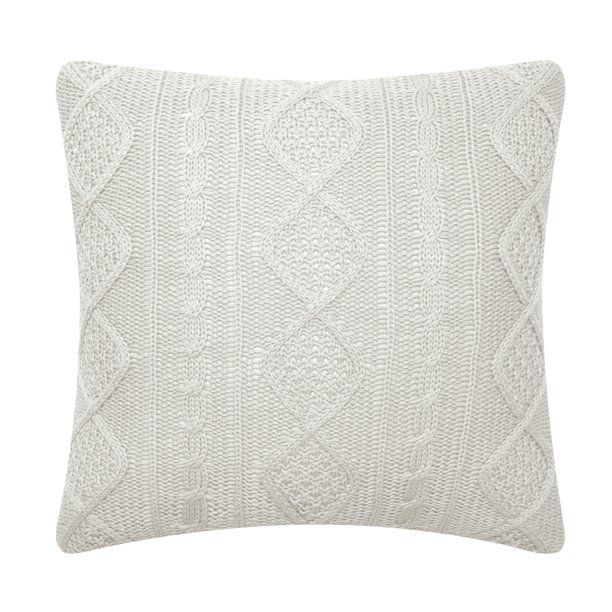 Better Homes & Gardens Feather Filled Wide Cable Knit Sweater Decorative Throw Pillow, 20" x 20" | Walmart (US)