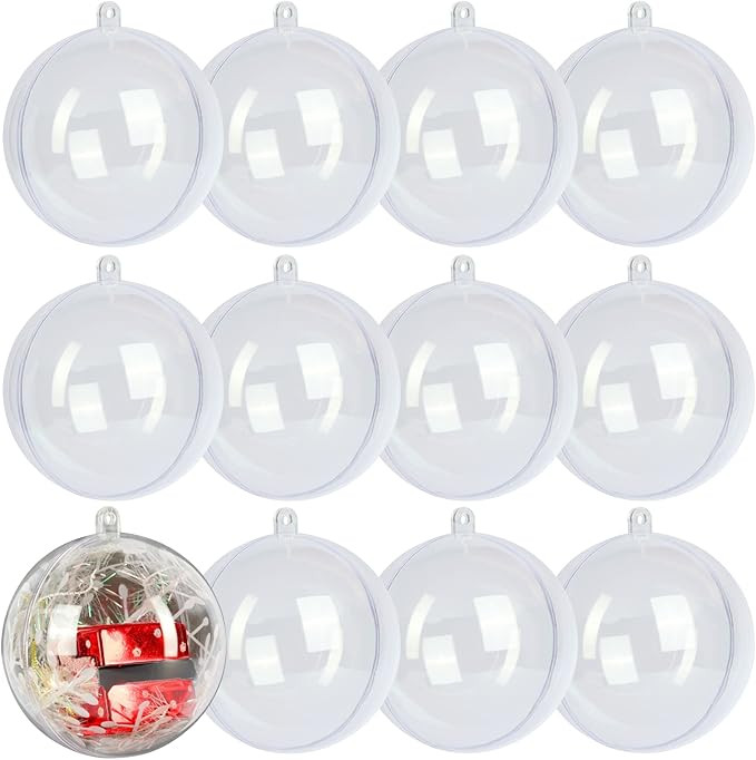 12 Pack Clear Plastic Fillable Ornament Ball 3.15''/80mm for Christmas,Holiday, Wedding,Party,Hom... | Amazon (US)