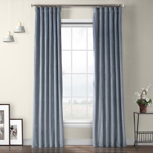 Exclusive Fabrics Heritage Plush Velvet Curtain - 50 X 96 - Denmark Blue | Bed Bath & Beyond