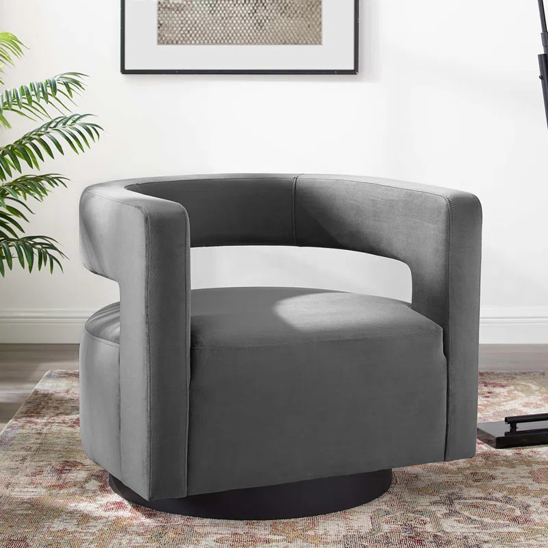 Modway Spin Cutaway Performance Velvet Swivel Armchair | Wayfair North America