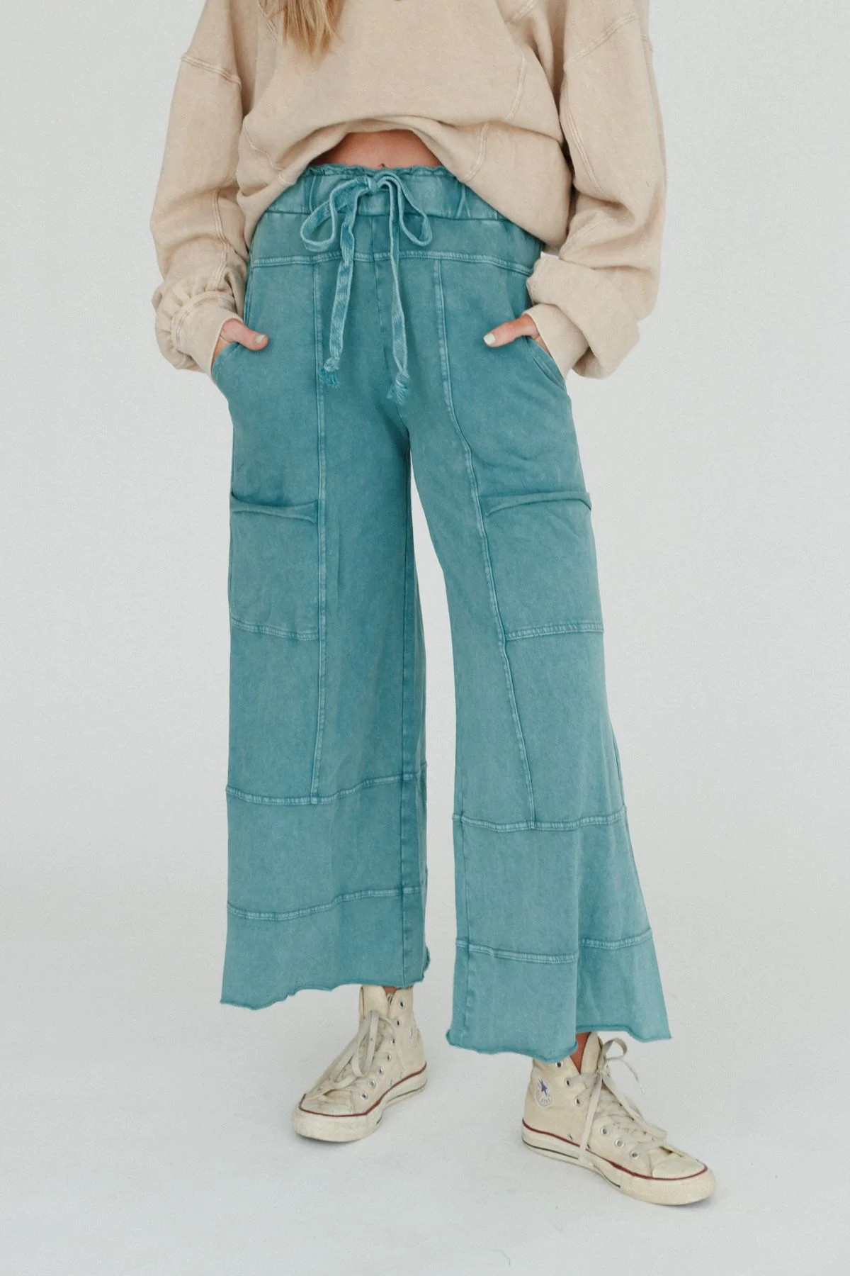 Lucky One Wide Leg Pant - Teal | Three Bird Nest