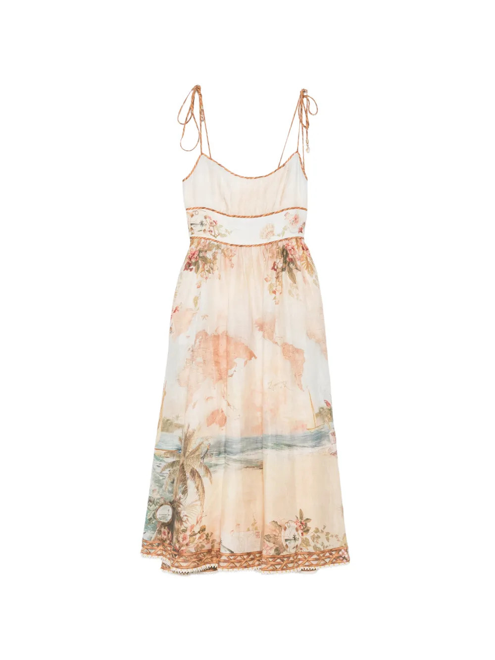 ZIMMERMANN map-print tie-strap Dress | Neutrals | FARFETCH PT | Farfetch Global