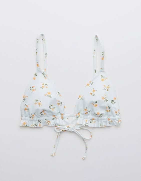 Aerie Printed Ruffle Triangle Bikini Top | American Eagle Outfitters (US & CA)