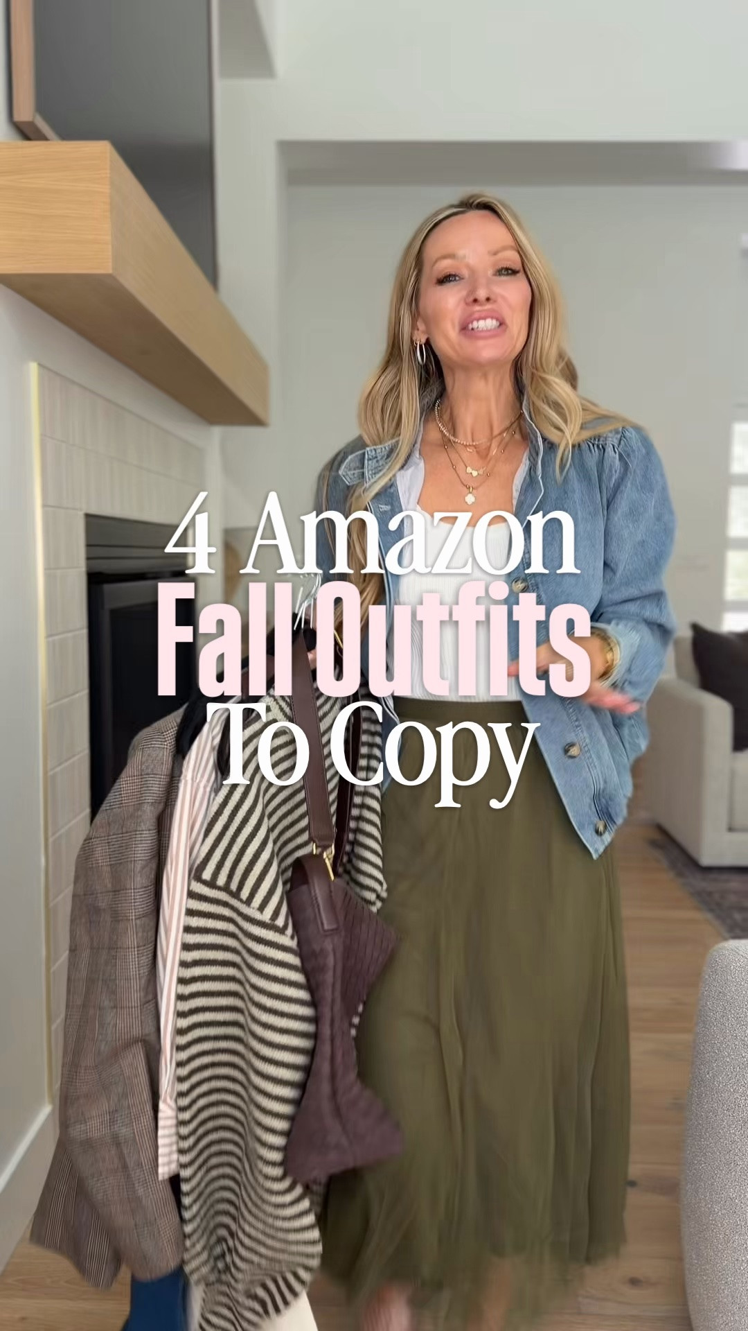 These Amazon fall outfits are SO good right now. 🤎 comment AMAZON and I’ll send you the details 

I love that each one feels a little different, but they all have that easy, wearable fall vibe I keep reaching for.

From the tulle skirt with the puff-sleeve denim jacket, to the striped blouse and wide-leg jeans, the oversized striped sweater with cream denim, and the blazer with faux-leather lace-trim shorts—there are so many good pieces here to mix and match with what you already own.

I’m loving the mix of neutrals, denim, texture and a little bit of trend without feeling overdone. Which outfit is your favorite?

#amazonfashion #amazonoutfits #fallfashion #amazonfinds #falloutfits