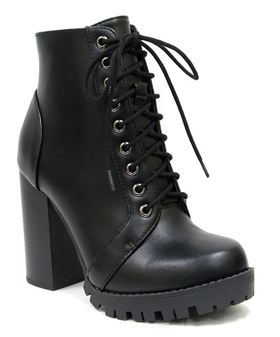 SODA Women's Casual boots BLACK - Black Chalet Combat Boot - Women | Zulily