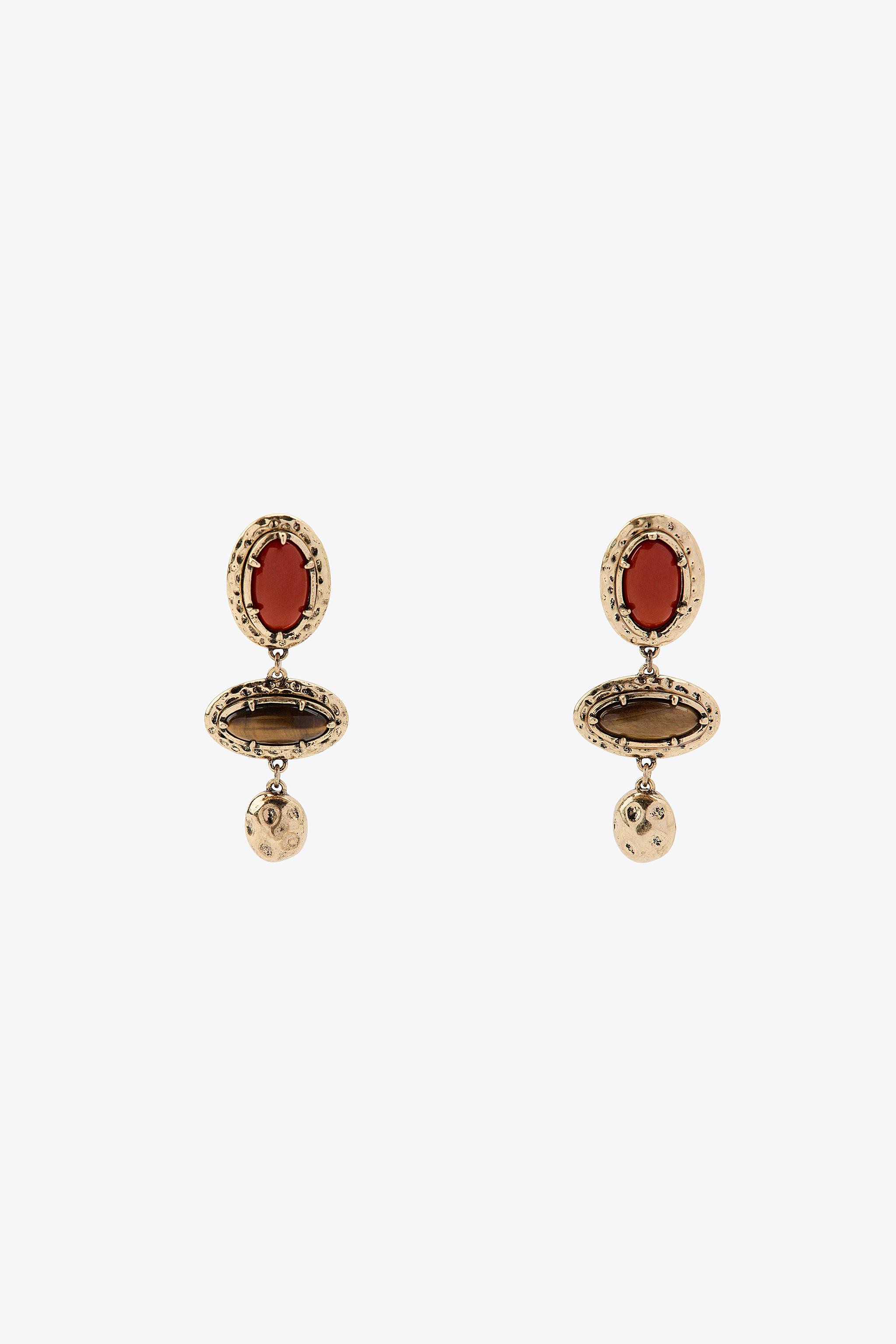 TEXTURED STONE EARRINGS | Zara UK