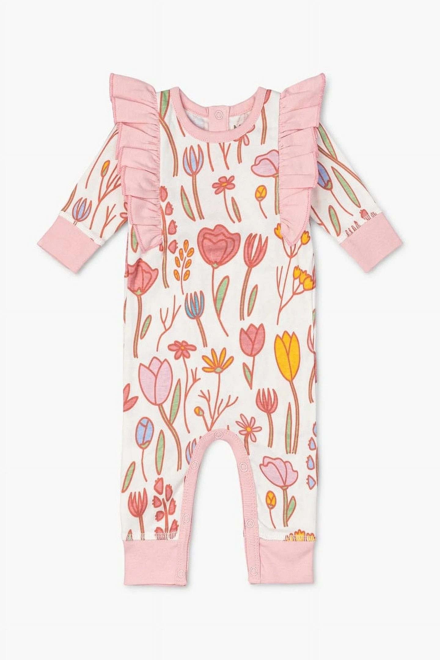 M+A by Monica + Andy Organic Cotton Long Sleeve Double Ruffle Romper, Sizes Newborn - 9 Months | Walmart (US)