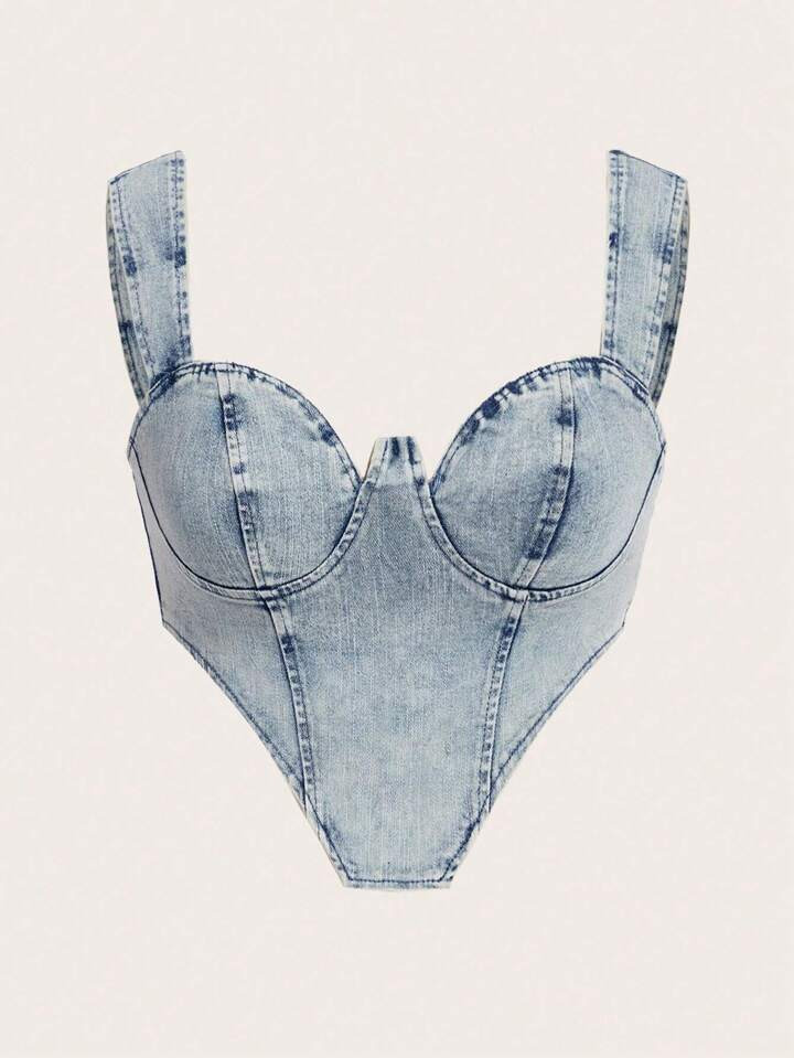 SHEIN ICON Hanky Hem Denim Cami Top | SHEIN