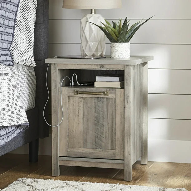 Better Homes & Gardens Modern Farmhouse USB Nightstand, Rustic Gray | Walmart (US)