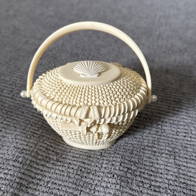 Nantucket style basket decoration ivory yellow 3" tall resin trinket votive | eBay US