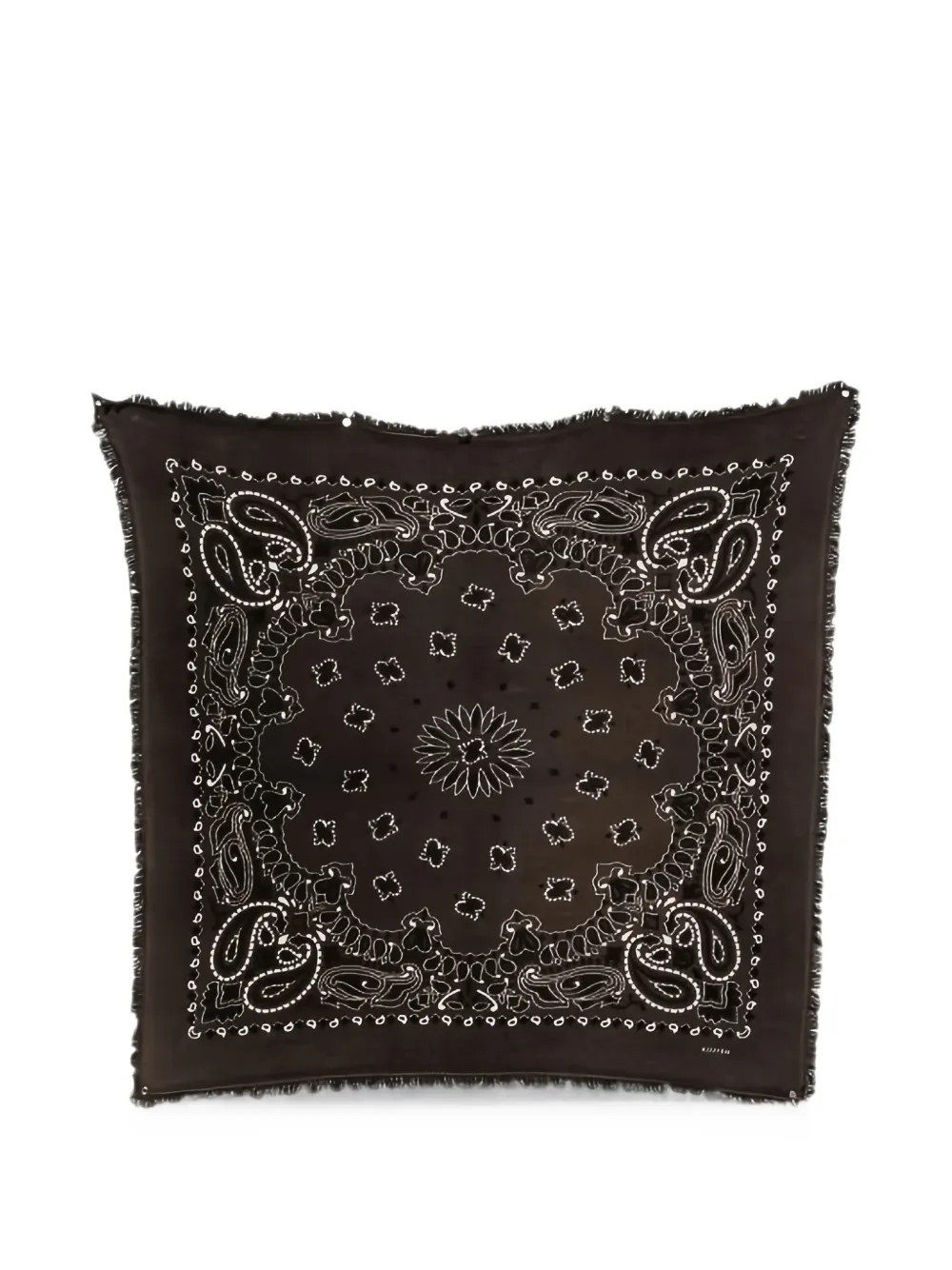 kujten large paisley-print frayed-edge bandana - Brown | Farfetch Global