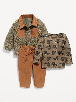 3-Piece Unisex Printed T-Shirt, Shacket, and Pants Set for Baby | Old Navy (US)