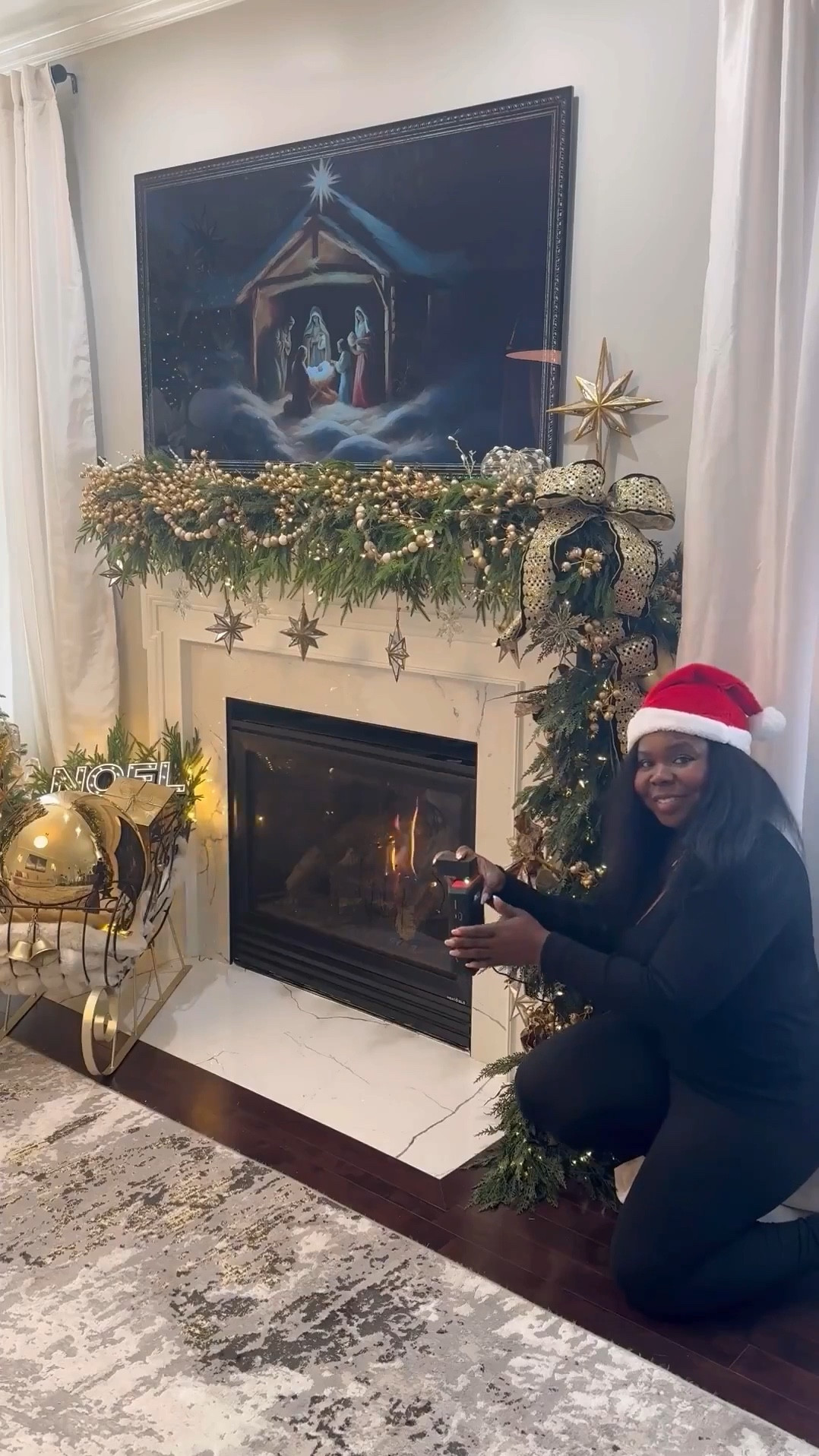 Here’s how I styled my fireplace mantle for the holidays. This portable power station is a total game-changer for lighting up my garland, no more tripping over extension cords 👌🏾. #christmasdecor #fireplacemantle 

#LTKHoliday #LTKSeasonal #LTKHome