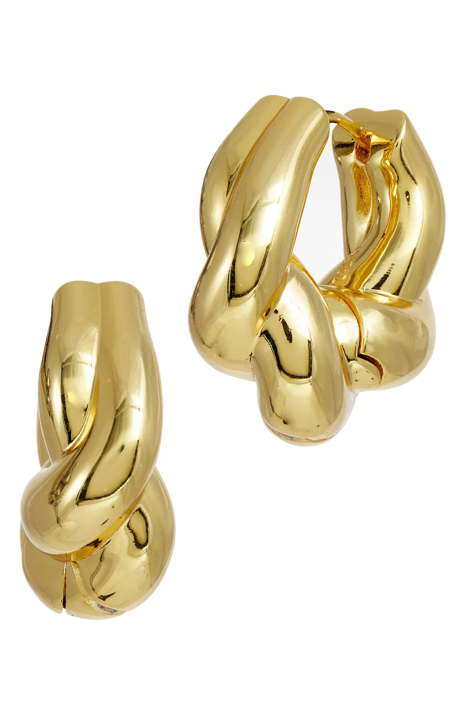 SAVVY CIE JEWELS 14K Gold Freeform Twist Hoop Earrings | Nordstromrack | Nordstrom Rack