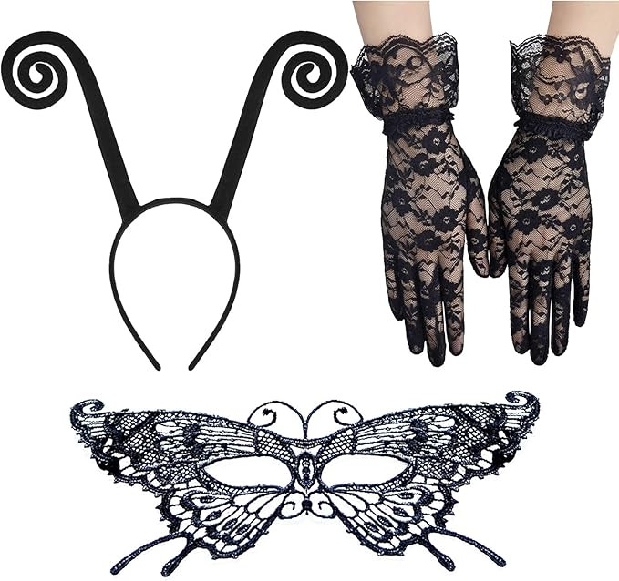 3pcs Butterfly Antenna Headband Costume Head Hair Band with Butterfly Lace Masquerade Mask for Ha... | Amazon (US)