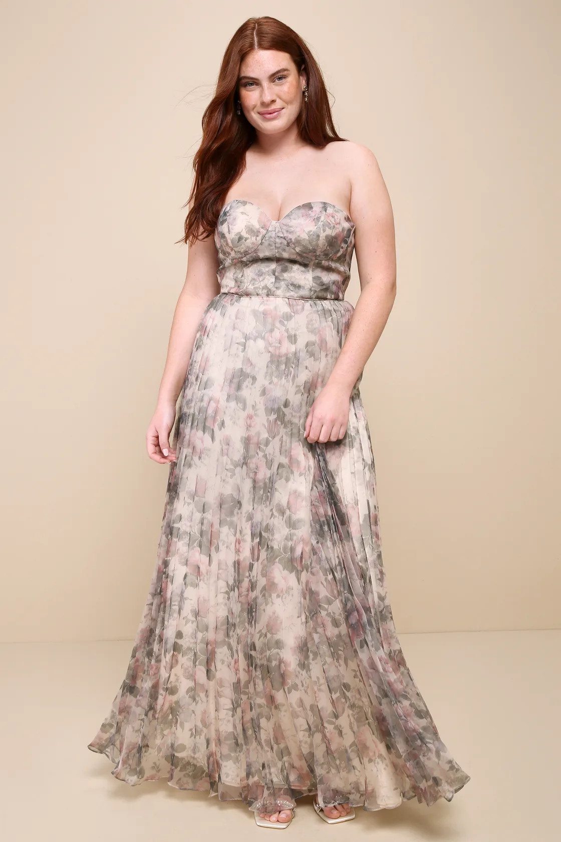 Most Beautiful Day Ivory Multi Floral Print Organza Maxi Dress | Lulus