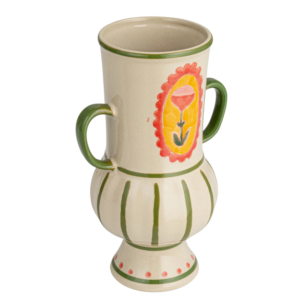 Scandinavian Blossom Hand-painted Stoneware Urn | Wayfair North America