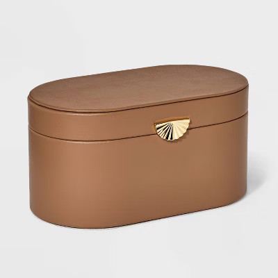 Oval Jewelry Organizer Box with Mirror - A New Day™ Brown | Target